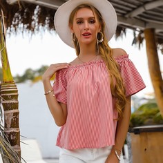 Блузка с открытыми плечами в полоску Shein