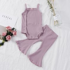 Боди в рубчик и брюки-клеш для девочек Shein