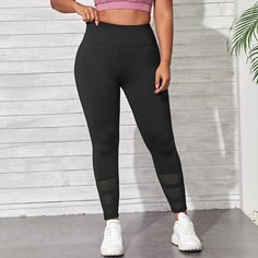 Контрастные спортивные леггинсы размера плюс Shein