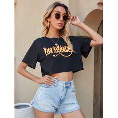 буква Повседневный Футболки Shein