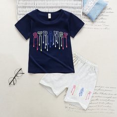 Шорты и футболка с принтом для мальчиков Shein