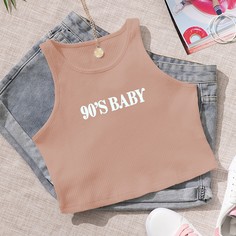 трикотажный буква Повседневный Размера плюс жилет Shein