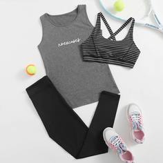 крест на крест Полосатый Спортивный комплектный костюм Shein
