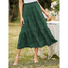 С оборками В горошек Бохо Юбки Shein