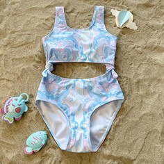 Слитный купальник с принтом для девочек Shein