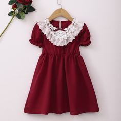 Платье с ажурной вышивкой для девочек Shein