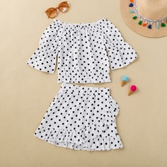 Блузка и юбка в горошек для девочек Shein