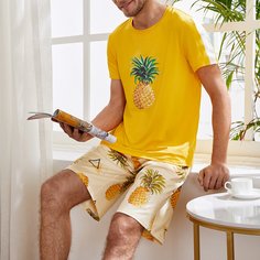 Мужская пижама с принтом ананаса Shein