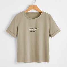Футболка с коротким рукавом и текстовым принтом Shein