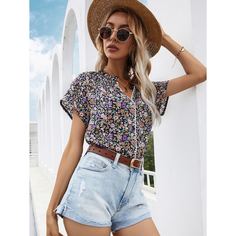 Блузка с цветочным принтом Shein