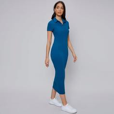 трикотажный Одноцветный Повседневный Платье Shein