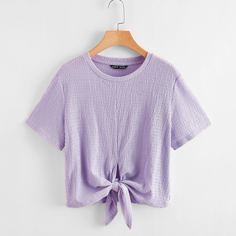 Однотонный топ с узлом Shein