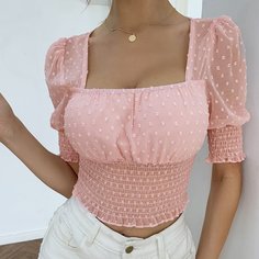 Оборка Одноцветный Бохо Женские топы Shein