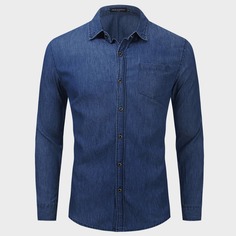 Мужская джинсовая рубашка на пуговицах Shein