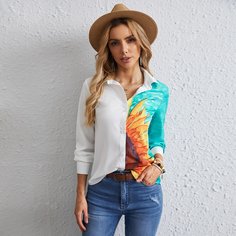 Пуговица Цветочный Бохо Блузы Shein