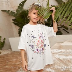 Топ с оригинальным принтом для девочек Shein
