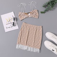 Сетчатый топ и юбка с вышивкой Shein