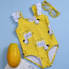 Слитный купальник с животным принтом для девочек Shein