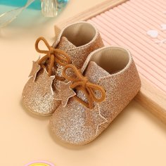 на шнурках блестящий Одноцветный Балетки для малышей Shein
