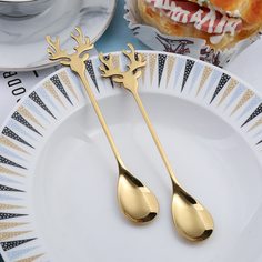 2шт ложка с оленьими рогами Shein