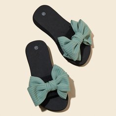 Шлепанцы с бантом для девочек Shein