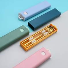 3шт столовые приборы из нержавеющей стали и 1шт коробка Shein