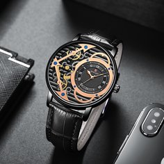 Мужские круглые стрелочные кварцевые часы Shein