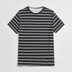 Полосатый Повседневный Мужские футболки Shein
