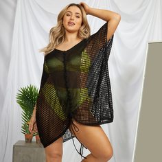 Накидка размера плюс со шнурком Shein