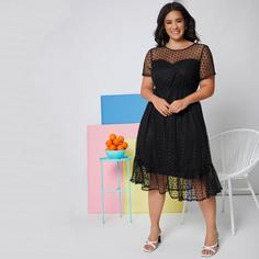 Сетчатое платье размера плюс в горошек Shein