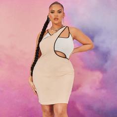 Контрастное платье с контрастной отделкой 1шт размера плюс Shein