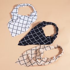 3шт повязка на голову в клетку для девочек Shein