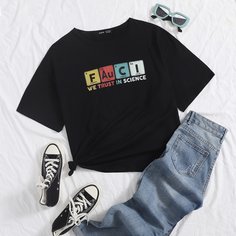 Лозунг Повседневный Футболки Shein