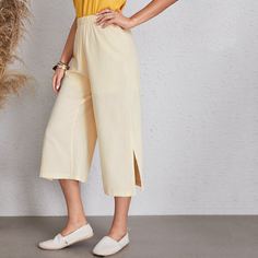 Широкие брюки с разрезом Shein