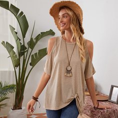 Футболка с открытыми плечами Shein
