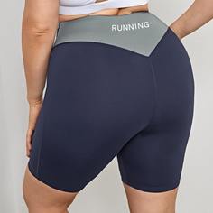 Контрастный цвет Споритивные шорты размера плюс Shein