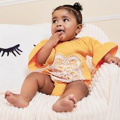Боди с оборками и аппликацией для девочек Shein