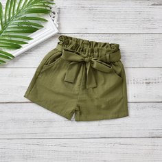 Шорты с поясом для девочек Shein