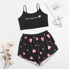 Лозунг милый Пижама размер плюс Shein