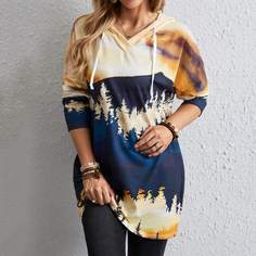 на кулиске Пейзажный принт Повседневный Свитшоты Shein