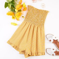 с оборками Клетка Бохо Комбинезоны Shein