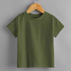 Однотонная футболка с короткими рукавами для мальчиков Shein