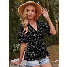Блузка с принтом сердечка Shein