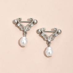 1 пара пирсинг соски с искусственным жемчугом Shein