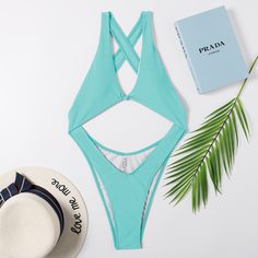 Слитный купальник с разрезом Shein