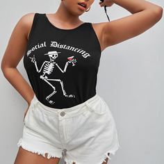 буква Повседневный Размера плюс жилет Shein