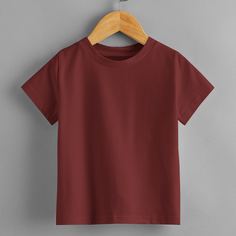 Однотонная футболка с короткими рукавами для мальчиков Shein