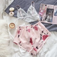 Прозрачный Цветочный принт Сексуальный Комплект пижамы Shein