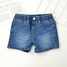 Карман Одноцветный Джинсовые шорты для девочек Shein