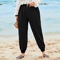 с разрезом Одноцветный Повседневный Брюки размер плюс Shein